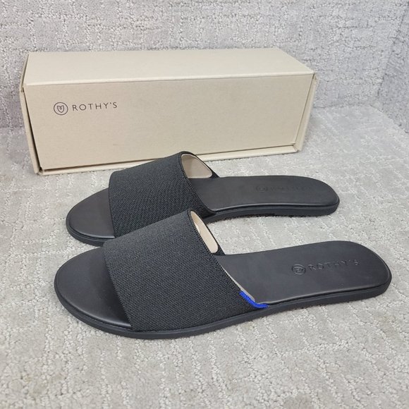 Rothy's The Slide Black Slip On Flats Sandals Women's Size US 5.5,7.5,8,10.5,11 - Picture 3 of 9